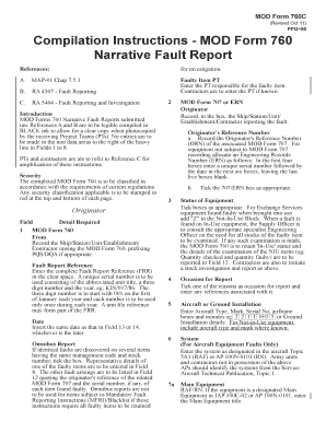 MOD Form 760C Narrative Fault Report