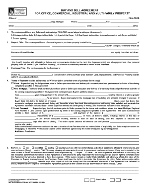 Michigan Buy and Sell Agreement for Office, Commercial, Industrial and Multi-Family Property