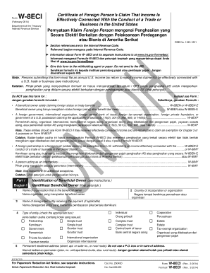 Certificate of Foreign Person's Claim for Effectively Connected Income