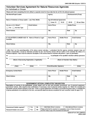 Volunteer Services Agreement for Natural Resources Agencies
