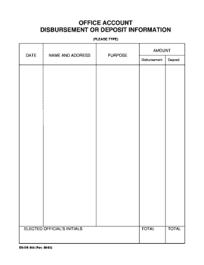 Office Account Disbursement or Deposit Form