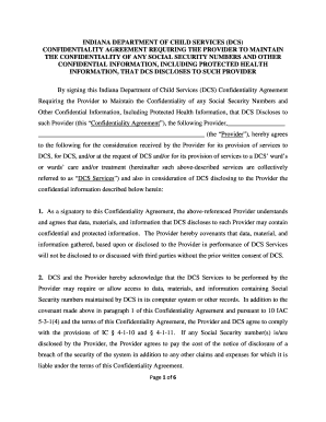 Indiana DCS Confidentiality Agreement