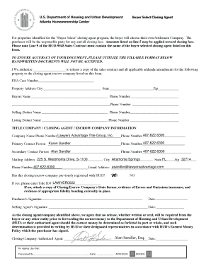 HUD Buyer Select Closing Agent Form