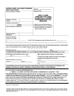 Small Claims Complaint Form