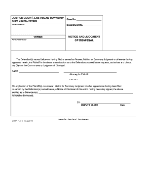Notice and Judgment of Dismissal