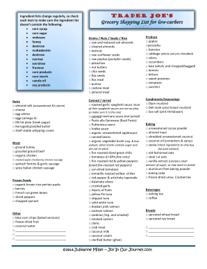 Grocery Shopping List for Low-Carbers