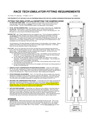 Race Tech Emulator Fitting Requirements