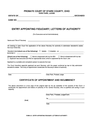 45 - Entry Appointing Fiduciary Letters of Authority - Stark County