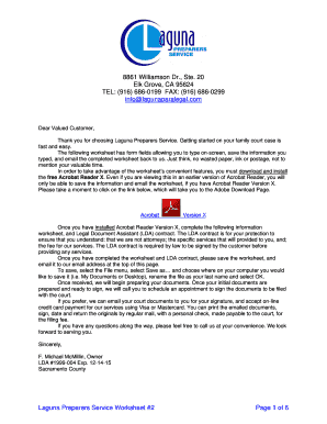 California Divorce Worksheet and Legal Document Assistant Contract