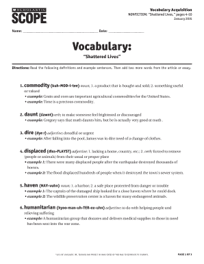 Vocabulary Acquisition Worksheet
