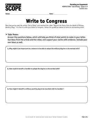 Letter to Congress Template