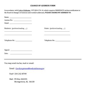 Alabama Change of Address Form