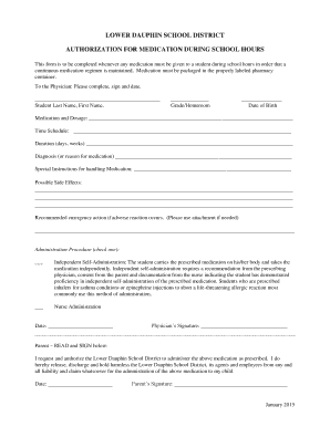 Lower Dauphin School District Medication Authorization