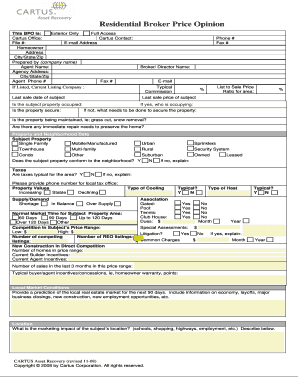 Residential Broker Price Opinion Form