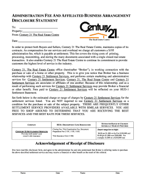Century 21 Administration Fee Disclosure