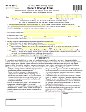 Texas A&M University System Benefit Change Form