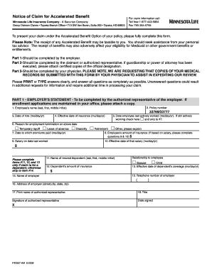 Notice of Claim for Accelerated Benefit