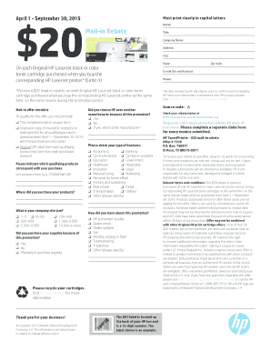 HP LaserJet Toner Mail-in Rebate Form
