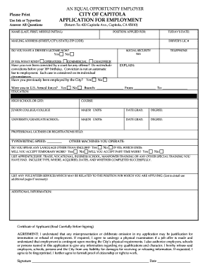 City of Capitola Employment Application