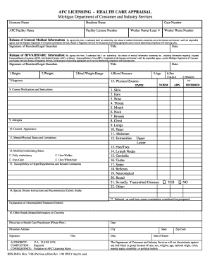 Michigan AFC Licensing Health Care Appraisal