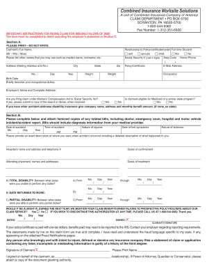 Combined Insurance Claim Form