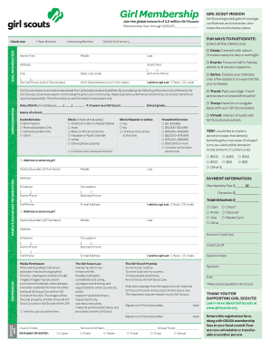 Girl Scout Membership Application Form