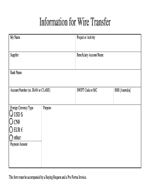 Wire Transfer Information Form