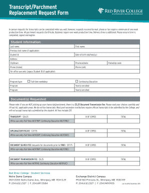 Transcript/Parchment Replacement Request Form