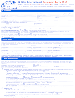 St Giles International Enrolment Form