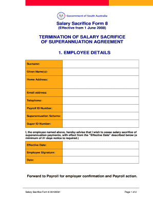 Salary Sacrifice Termination Form