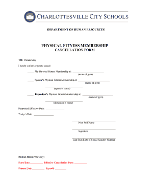Physical Fitness Membership Cancellation Form