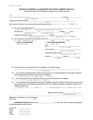 Affidavit of Support and Guarantee with Travel Consent