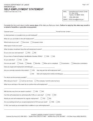 Kansas Self-Employment Statement