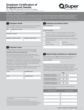 Employer Certification of Employment Details