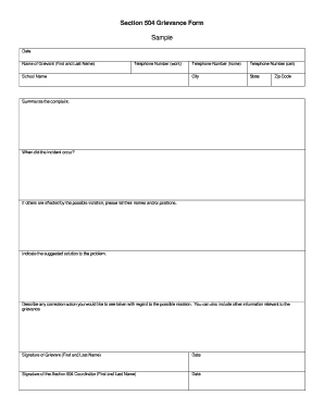 Section 504 Grievance Form