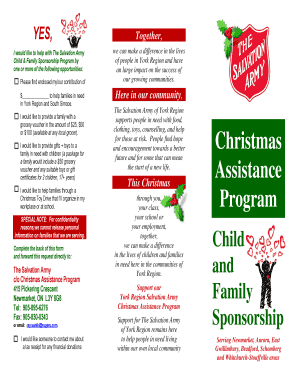The Salvation Army Christmas Assistance Program Donation Form