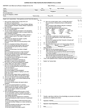 Connecticut Pre-Participation Sports Evaluation