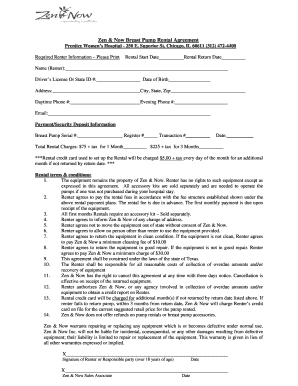 Zen & Now Breast Pump Rental Agreement