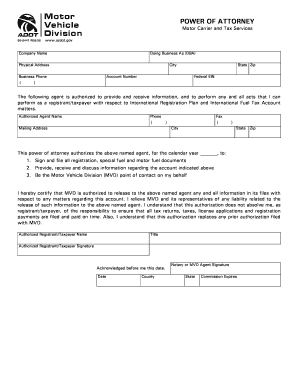 Motor Carrier Power of Attorney