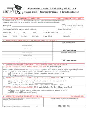 Oklahoma National Criminal History Record Check Application
