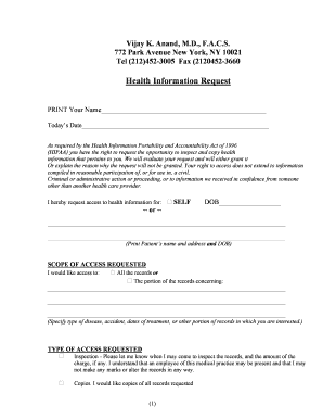 Health Information Request Form