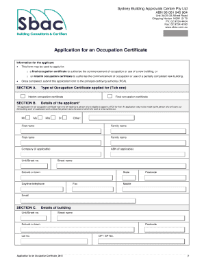 Application for an Occupation Certificate