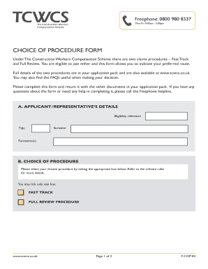 Construction Workers Compensation Scheme Choice of Procedure Form
