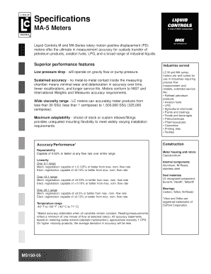 MA-5 Flow Meter Specifications