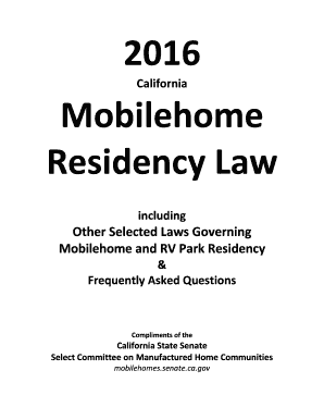 california mobilehome residency law 2016 form