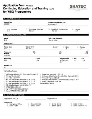 WSQ Programmes Application Form