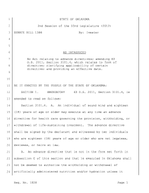 Oklahoma Advance Directive for Health Care