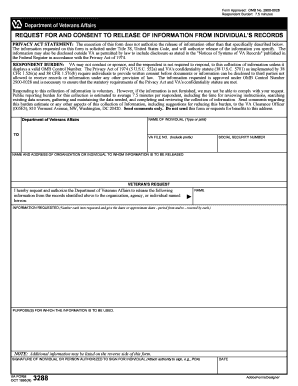 VA Form 3288 Request and Consent to Release Information