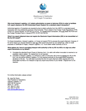 Export Power of Attorney Form