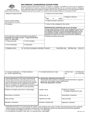 Multimodal Dangerous Goods Form